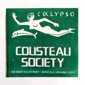 Vintage 70s Cousteau Society Sticker Logo Decal Green Conservation Collectible